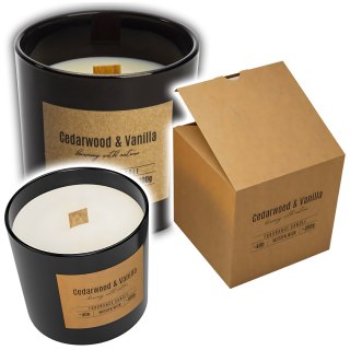 VALPE Świeca Zapachowa Z Drewnianym Knotem DRZEWO CEDROWE - WANILIA 190g sn82-095-81