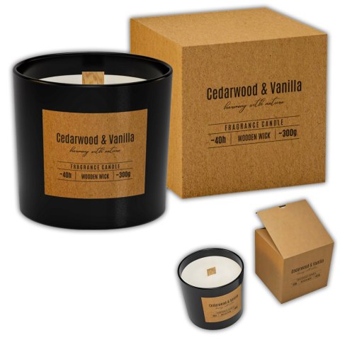 VALPE Świeca Zapachowa Z Drewnianym Knotem DRZEWO CEDROWE - WANILIA 190g sn82-095-81