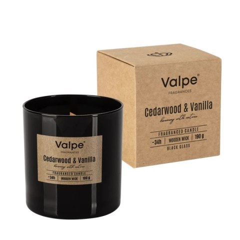 VALPE Świeca Zapachowa Z Drewnianym Knotem DRZEWO CEDROWE - WANILIA 190g sn82-095-81