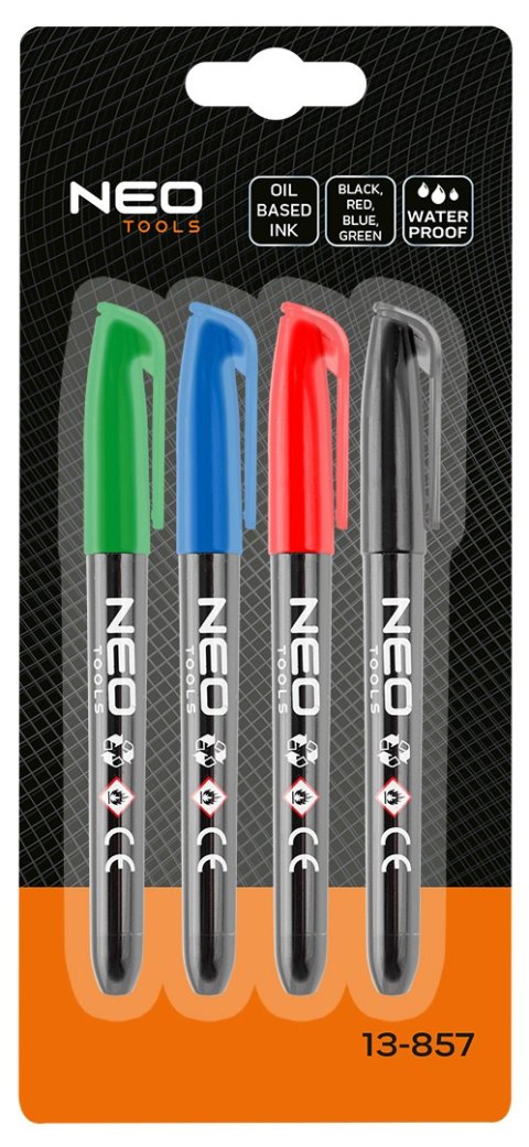 Marker budowlany, 4 kolory, permanentny, wodoodporny, olejowy, 4 szt