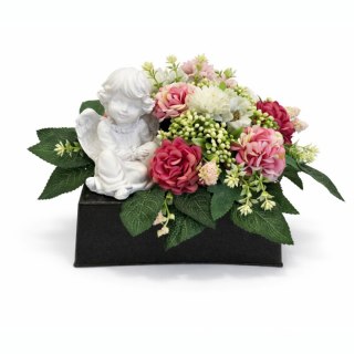 Stroik na cmentarz kompozycja kwiatowa na grób dziecka z aniołkiem