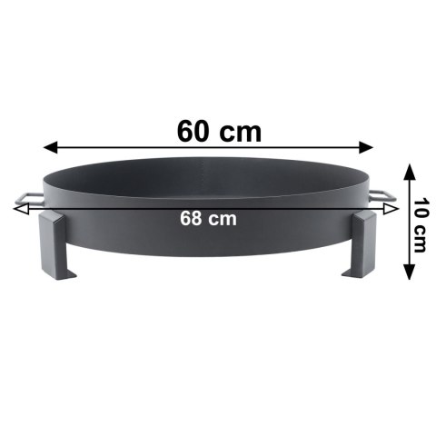 Duże solidne palenisko ogrodowe żeliwne 60cm z uchwytami idealne do ogniska