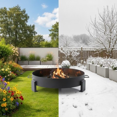 Duże solidne palenisko ogrodowe żeliwne 60cm z uchwytami idealne do ogniska