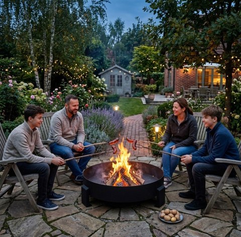 Duże solidne palenisko ogrodowe żeliwne 60cm z uchwytami idealne do ogniska