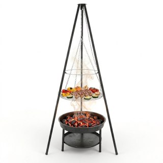 Palenisko trójnóg duży grill ogniskowy ogrodowy wiszący 2w1