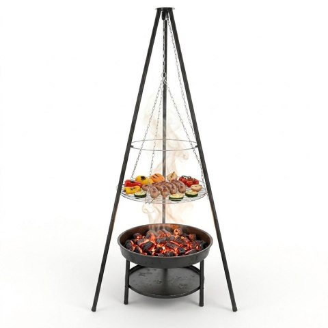 Palenisko trójnóg duży grill ogniskowy ogrodowy wiszący 2w1