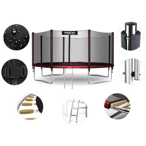 Trampolina ogrodowa 13ft/404cm z siatką zewnętrzną i drabinką Neo-Sport