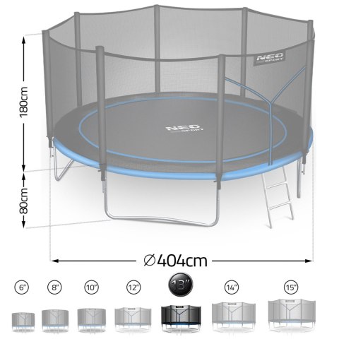 Trampolina ogrodowa 13ft/404cm z siatką zewnętrzną i drabinką Neo-Sport