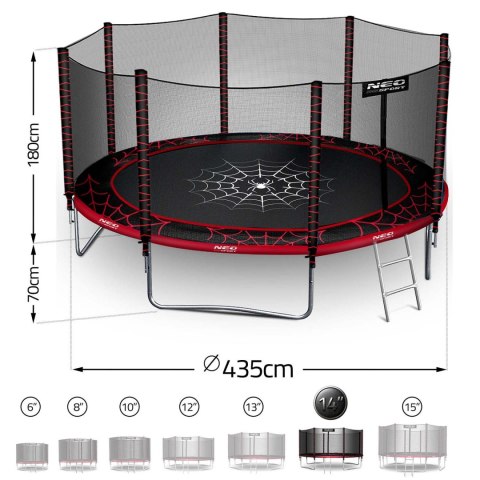 Trampolina ogrodowa 14ft/435cm z siatką zewnętrzną i drabinką Neo-Sport