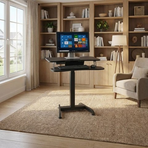 Biurko elektryczne Maclean, regulacja wys., stolik, stacja robocza, do pracy stojąco siedzącej, max wys 122cm, max 37 kg, MC-835