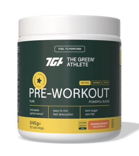 PRE-WORKOUT O SMAKU POMARAŃCZY I MANGO BEZGLUTENOWA 345 g - THE GREEN ATHLETE