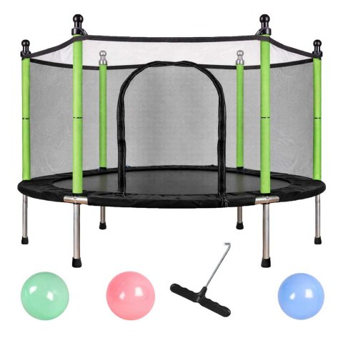 Trampolina do domu ogrodu dla dzieci siatka piłki 140cm 55inch zielona