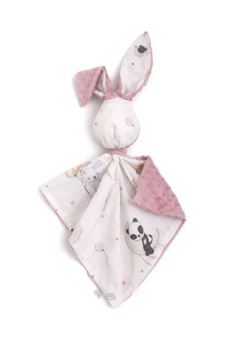 Zając przytulanka DOUDOU dwustronna bawełna i minky - Baloniki - brudny róż