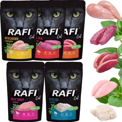 Zestaw RAFI Karma Mokra Pasztet Dla Kotów MIX Smaków 100g x 50 szt.