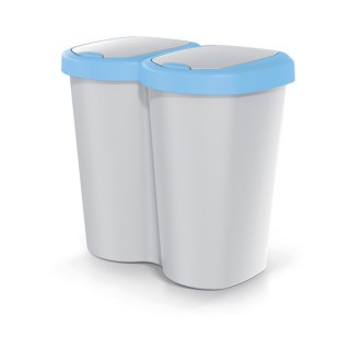 Kosz na śmieci Compacta B Duo, Niebieski/popielaty, pojemność 40L, Jedna komora, Dwie pokrywki, Wersja przyścienna, NDBS40-2717C