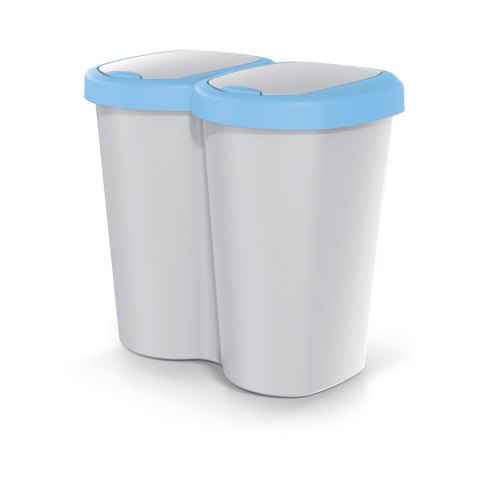 Kosz na śmieci Compacta B Duo, Niebieski/popielaty, pojemność 40L, Jedna komora, Dwie pokrywki, Wersja przyścienna, NDBS40-2717C