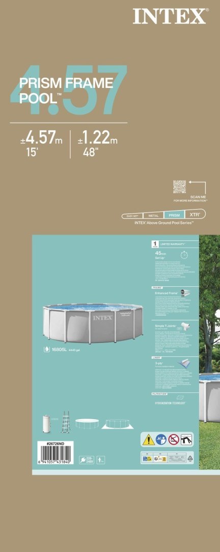 Basen ogrodowy stelażowy Prism Frame 457x122 cm INTEX 26726 ND