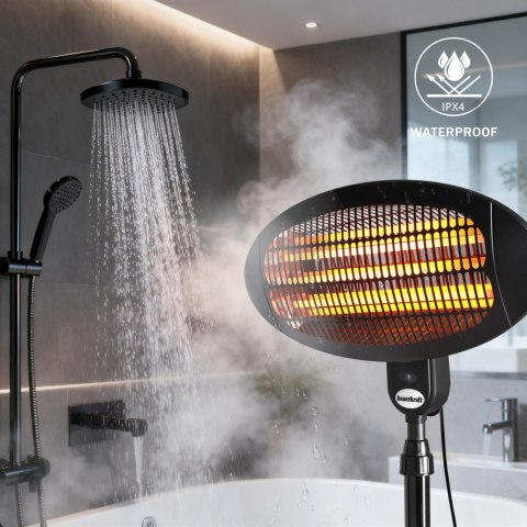 Parasol ogrzewacz elektryczny promiennik tarasowy stojący wiszący 2000W Bauerkraft