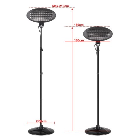 Parasol ogrzewacz elektryczny promiennik tarasowy stojący wiszący 2000W Bauerkraft