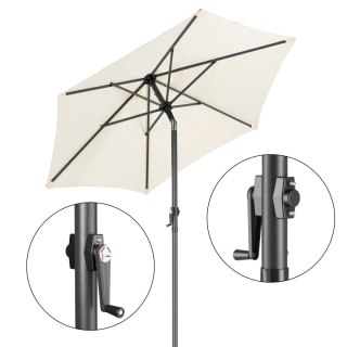 Składany parasol ogrodowy balkonowy regulowany 200 cm beżowy 50UV Bauerkraft