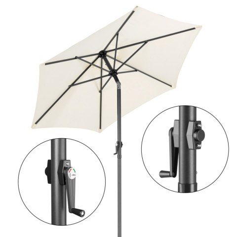 Składany parasol ogrodowy balkonowy regulowany 200 cm beżowy 50UV Bauerkraft