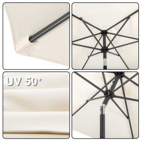 Składany parasol ogrodowy balkonowy regulowany 200 cm beżowy 50UV Bauerkraft