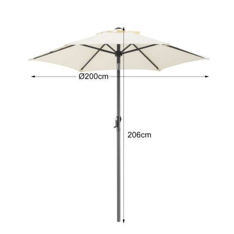 Składany parasol ogrodowy balkonowy regulowany 200 cm beżowy 50UV Bauerkraft