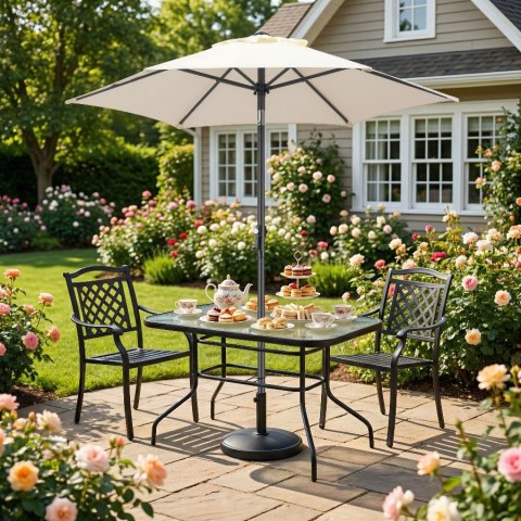 Składany parasol ogrodowy balkonowy regulowany 200 cm beżowy 50UV Bauerkraft