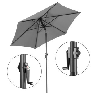 Składany parasol ogrodowy balkonowy regulowany 200 cm grafitowy 50UV Bauerkraft
