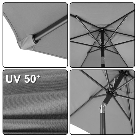 Składany parasol ogrodowy balkonowy regulowany 200 cm grafitowy 50UV Bauerkraft