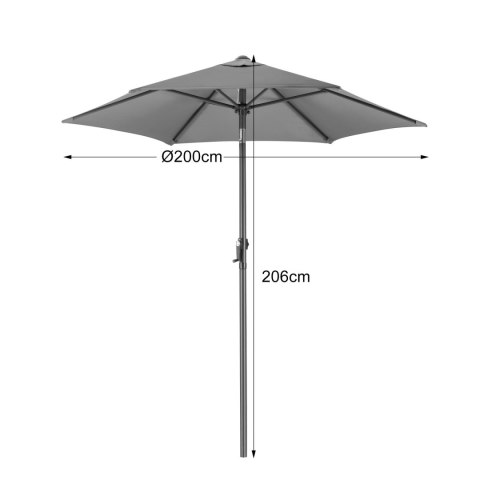 Składany parasol ogrodowy balkonowy regulowany 200 cm grafitowy 50UV Bauerkraft