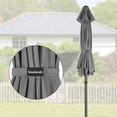 Składany parasol ogrodowy balkonowy regulowany 200 cm grafitowy 50UV Bauerkraft