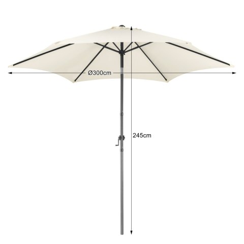 Składany parasol ogrodowy balkonowy regulowany 300 cm beżowy 50UV Bauerkraft