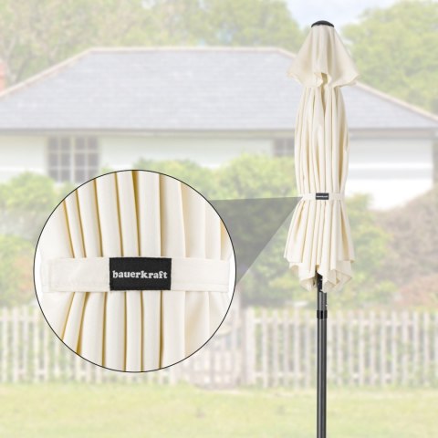 Składany parasol ogrodowy balkonowy regulowany 300 cm beżowy 50UV Bauerkraft