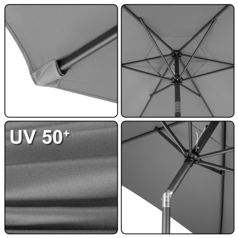 Składany parasol ogrodowy balkonowy regulowany 300 cm grafitowy 50UV Bauerkraft