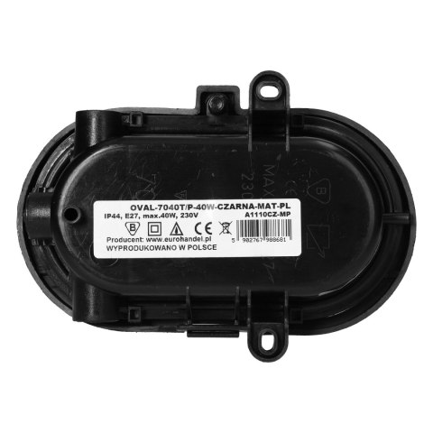 OVAL 7040T/P, oprawa oświetleniowa, 40W, E27, IP44, IK10, klosz poliwęglan matowy, podstawa polipropylen, siatka plastikowa, cza