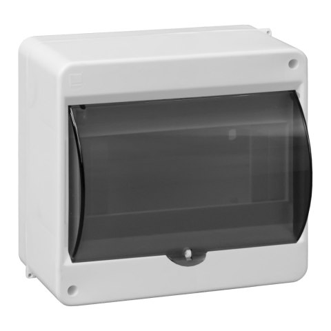 Obudowa modułowa natynkowa S-8, z szybką dymną, ze złączką N+PE, biała, IP40