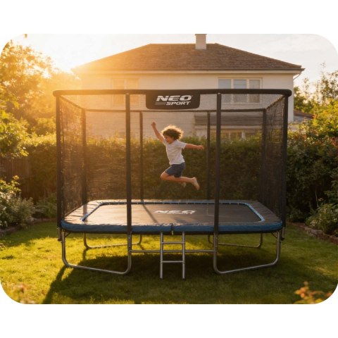 Trampolina ogrodowa prostokątna 10x7ft/305x213cm z siatką zewnętrzną i drabinką Neo-Sport