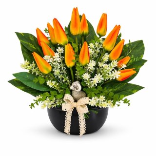 Stroik na cmentarz Wielkanoc kompozycja kwiatowa na grób miska