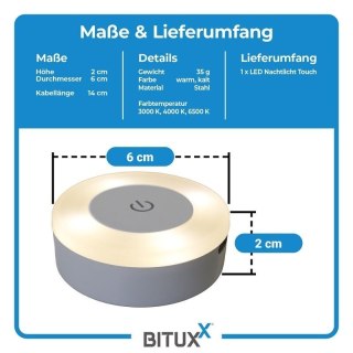 Zestaw 10x Lampka Nocna LED Dotykowa USB - 3 Barwy Światła, Podszafkowa BITUXX