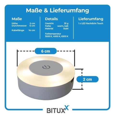 Zestaw 5x Lampka Nocna LED Dotykowa USB - 3 Barwy Światła, Samoprzylepna