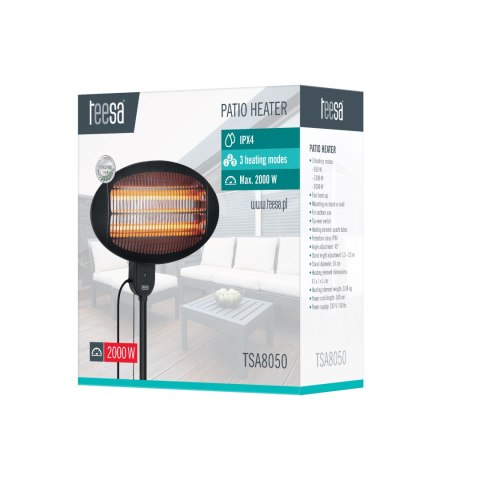 TSA8050 Grzejnik elektryczny (promiennik ciepła) tarasowy na stojaku.