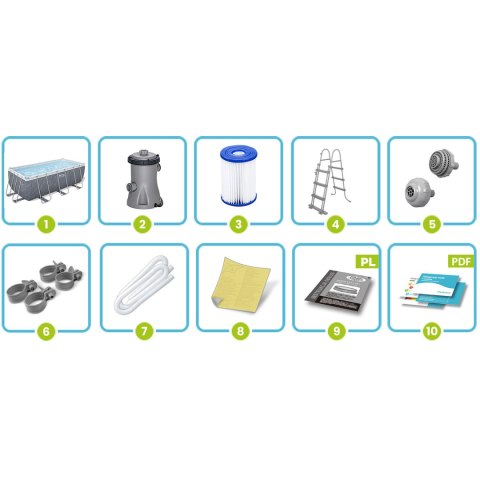 Basen ogrodowy stelażowy 404 x 201 x 100 cm 11w1 Bestway 56721