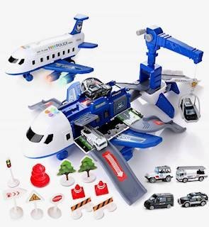 ND21_110077 Samolot rozkładany duży Parking i dźwig POLICJA