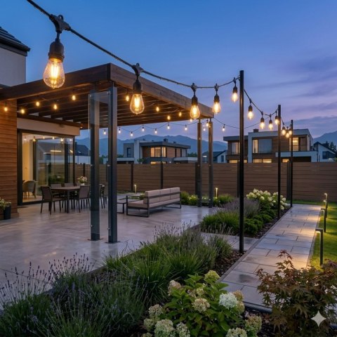 Girlanda ogrodowa świetlna łańcuch 20 x LED 20m lampki ogrodowe 9W