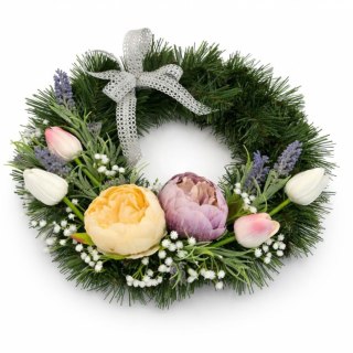 Wianek okrągły stroik wiązanka na cmentarz dekoracja pod znicz