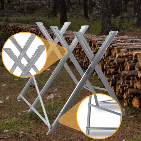 Stojak na Drewno do Cięcia Ocynkowany Wytrzymały 150kg Kompaktowy Bituxx