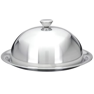 Taca do Serwowania Dań Przekąsek z Kloszem Stalowa HOUSEWARE 26 cm