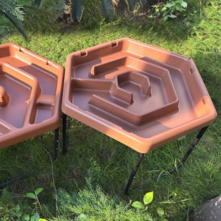 MASTERKIDZ Sześciokątny Stolik Do Zabawy Piaskiem i Wodą Labirynt Regulowana Wysokość