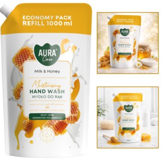 AURA Care Mydło Do Rąk Uzupełniające Mleko i Miód 1000 ml AHW-002-006